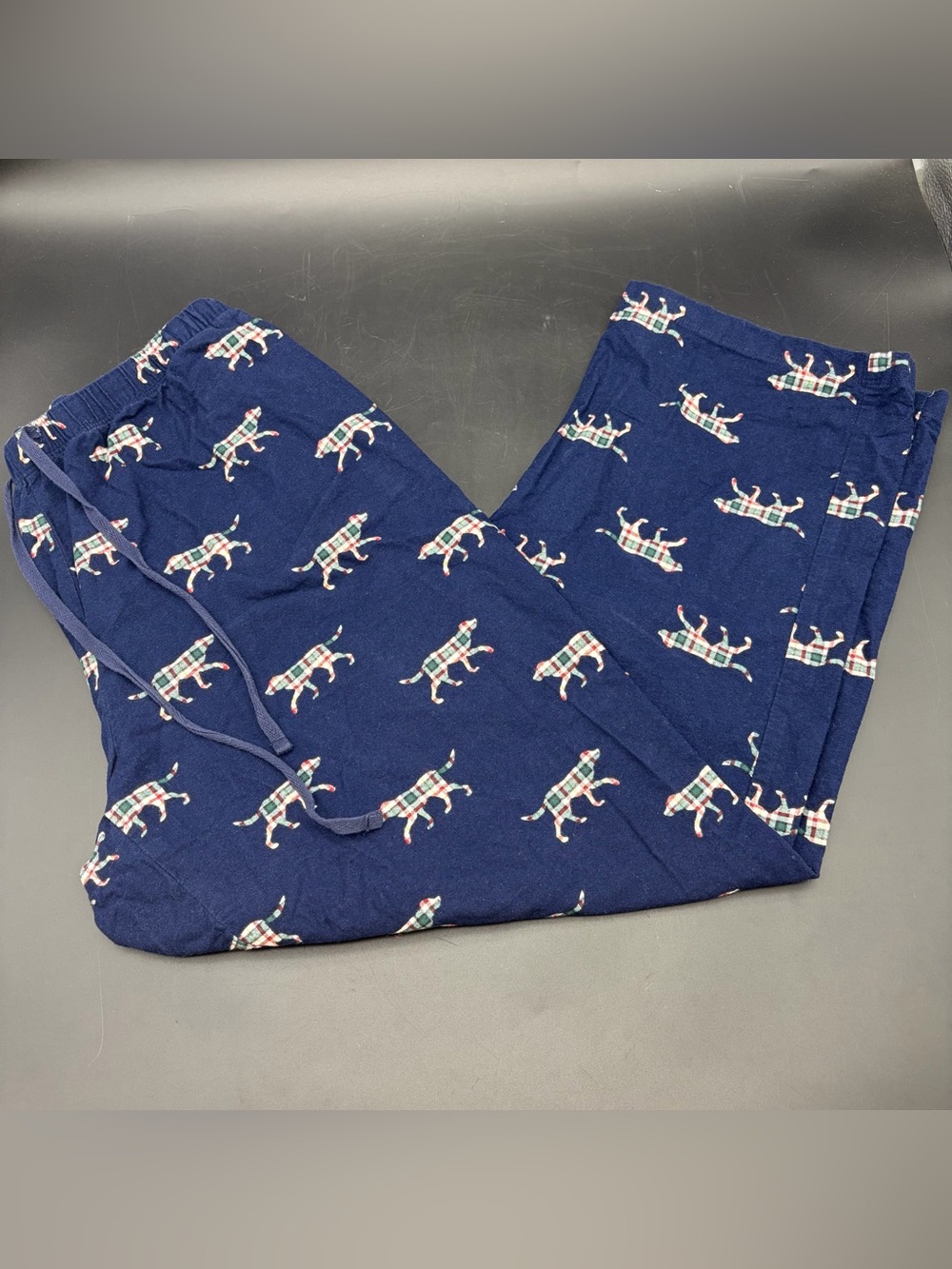 LL Bean Flannel Dog Pajama Pants Size Large Labradors Lounge PJs Elastic Waist